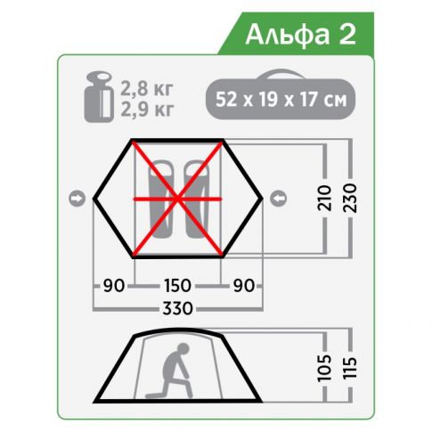 Туристическая палатка Normal Альфа 2  